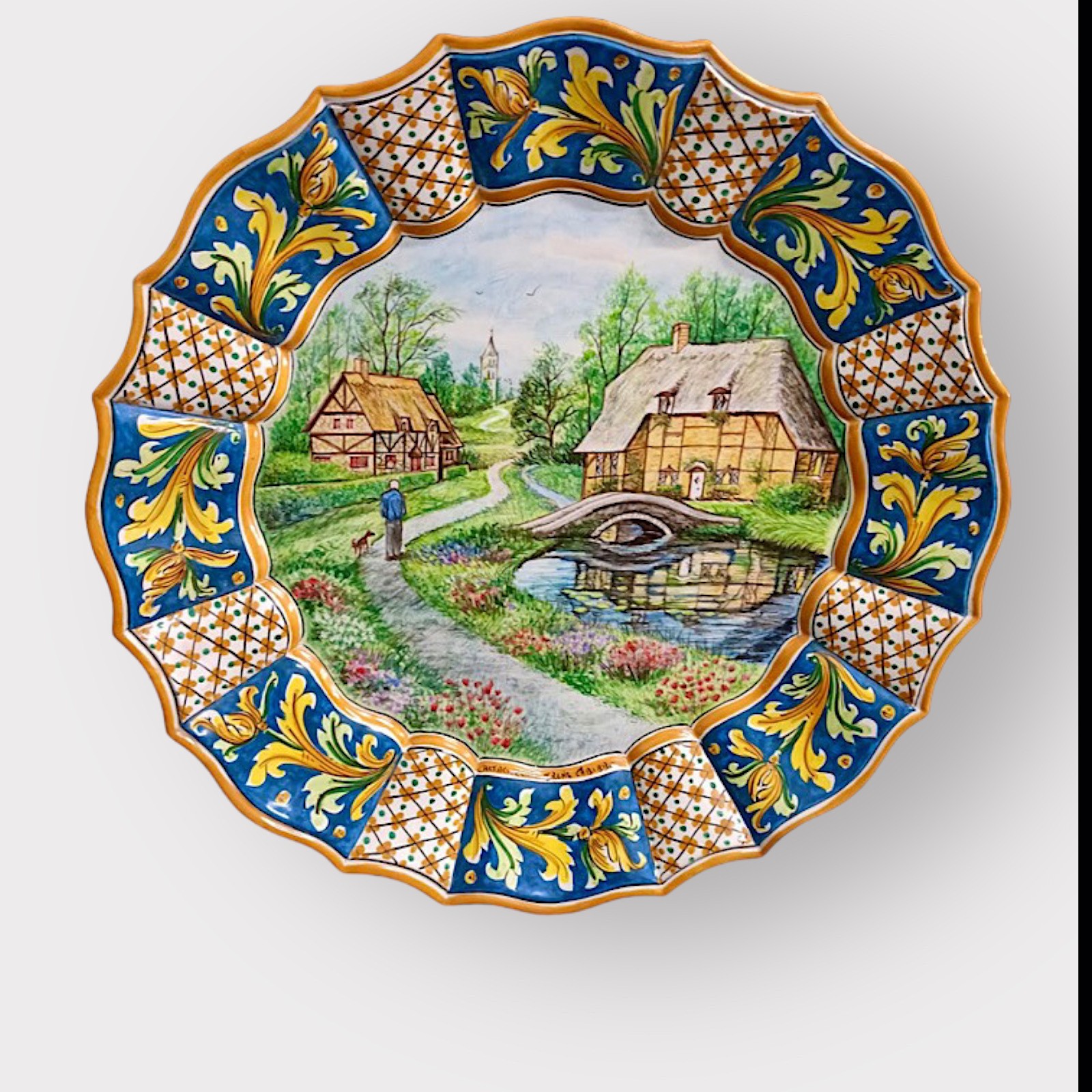Piatto Decoro Paesaggio in ceramica di Caltagirone