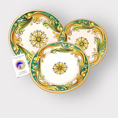 Servizio piatti dec. Ornato originale in ceramica di Caltagirone