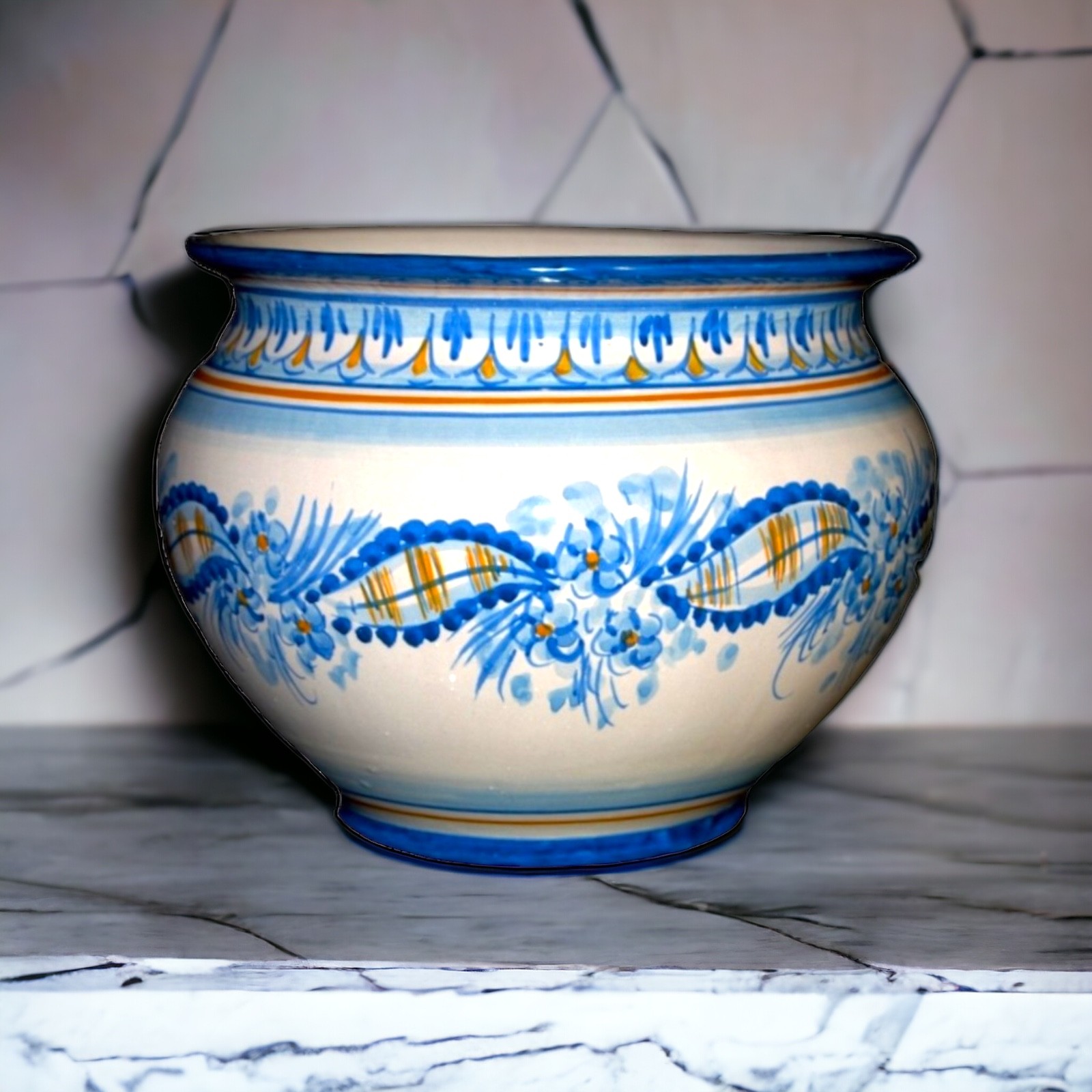 Portavasi decoro Nastrino in ceramica di Caltagirone