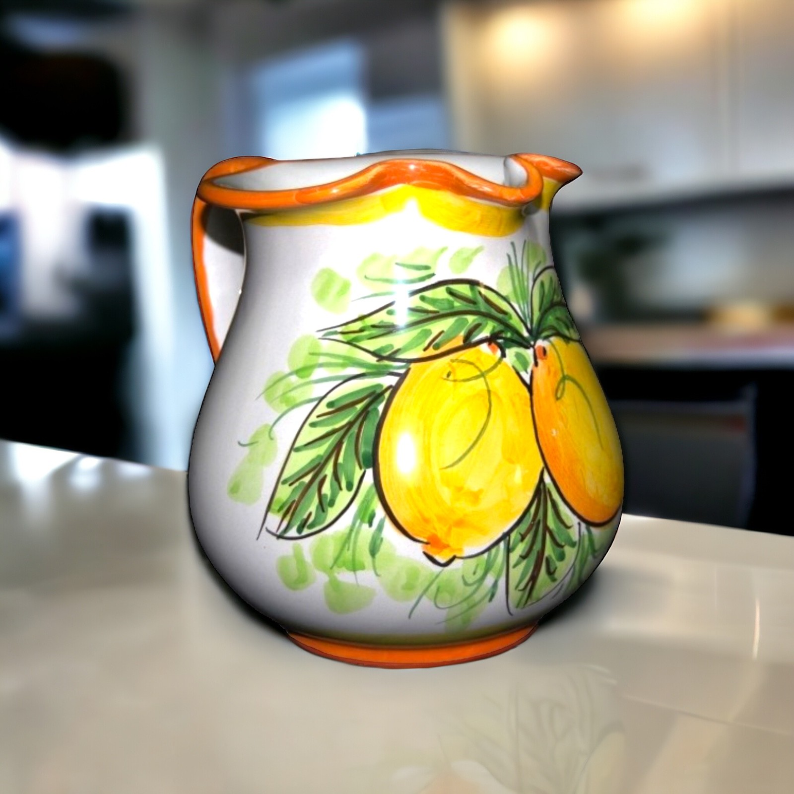 Brocca 1L dec. Limoni in ceramica di Caltagirone