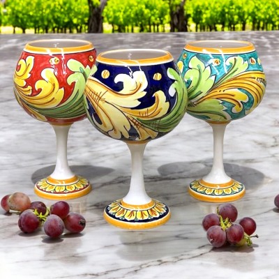 Calice da vino in ceramica di Caltagirone